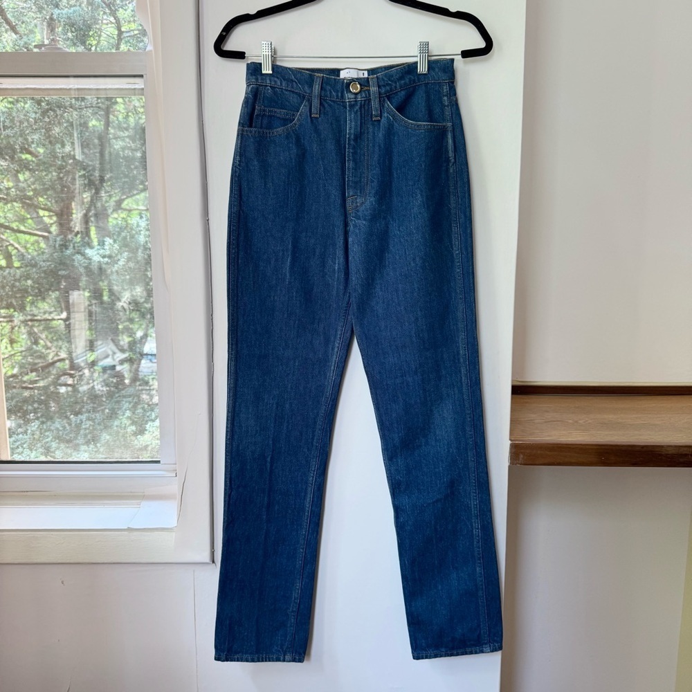 New FRAME Le Italien Straight-Leg Jeans Blue 24 - Picture 6 of 16